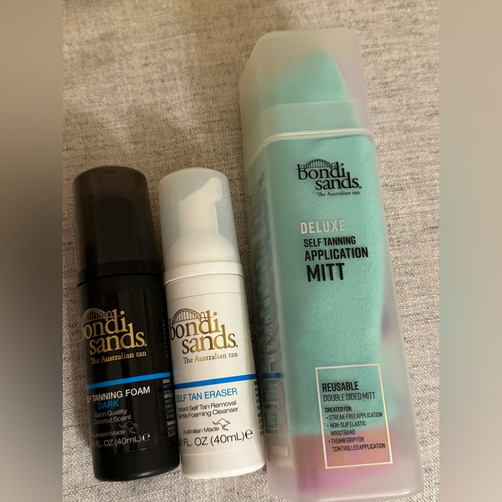 NEW 3 pc Bondi Sands Self-Tanning Set dark tan foam + eraser deluxe mitt travel
